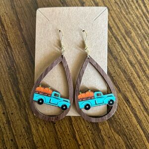 Fall Wooden Fishhook Earrings Fall Truck